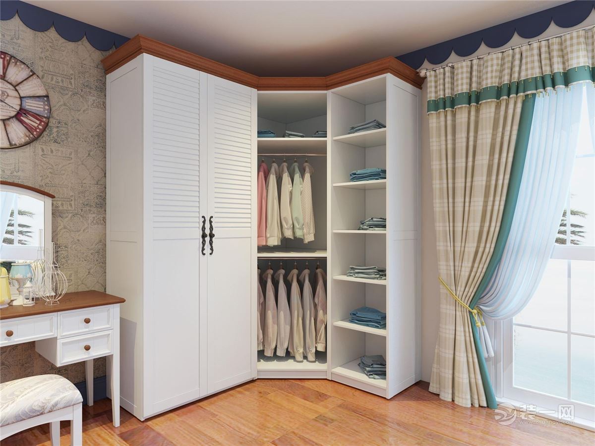 装一网推荐5套转角衣柜设计方案    卧室放置家具的空间有限,往往一张